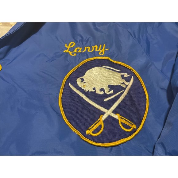 Vintage 70s Large NHL Hockey Buffalo Sabres Sabrejak Satin Bomber Button Jacket - Picture 8 of 10